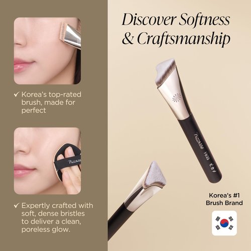 Piccasso FB33 Foundation Brush – Tapping Cover Brush for Liquid & Cream Foundation, Fills Pores with Soft Bristles for Smooth and Flawless Face Makeup, Professional Korean Beauty Tool