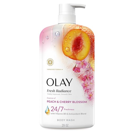 Olay Body Wash - Fresh Radiance Formula with Vitamin B3 & Antioxidants | Peach & Cherry Blossom Scent, 29 fl oz