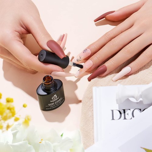 Beetles Matte Gel Top Coat for Gel Nail Polish, 7.5ML Chrome Proof Matte Top Coat No Wipe Powder-Resist Matte Finish for Detail Chrome Nail Powder Painting Long Lasting UV Nail Art