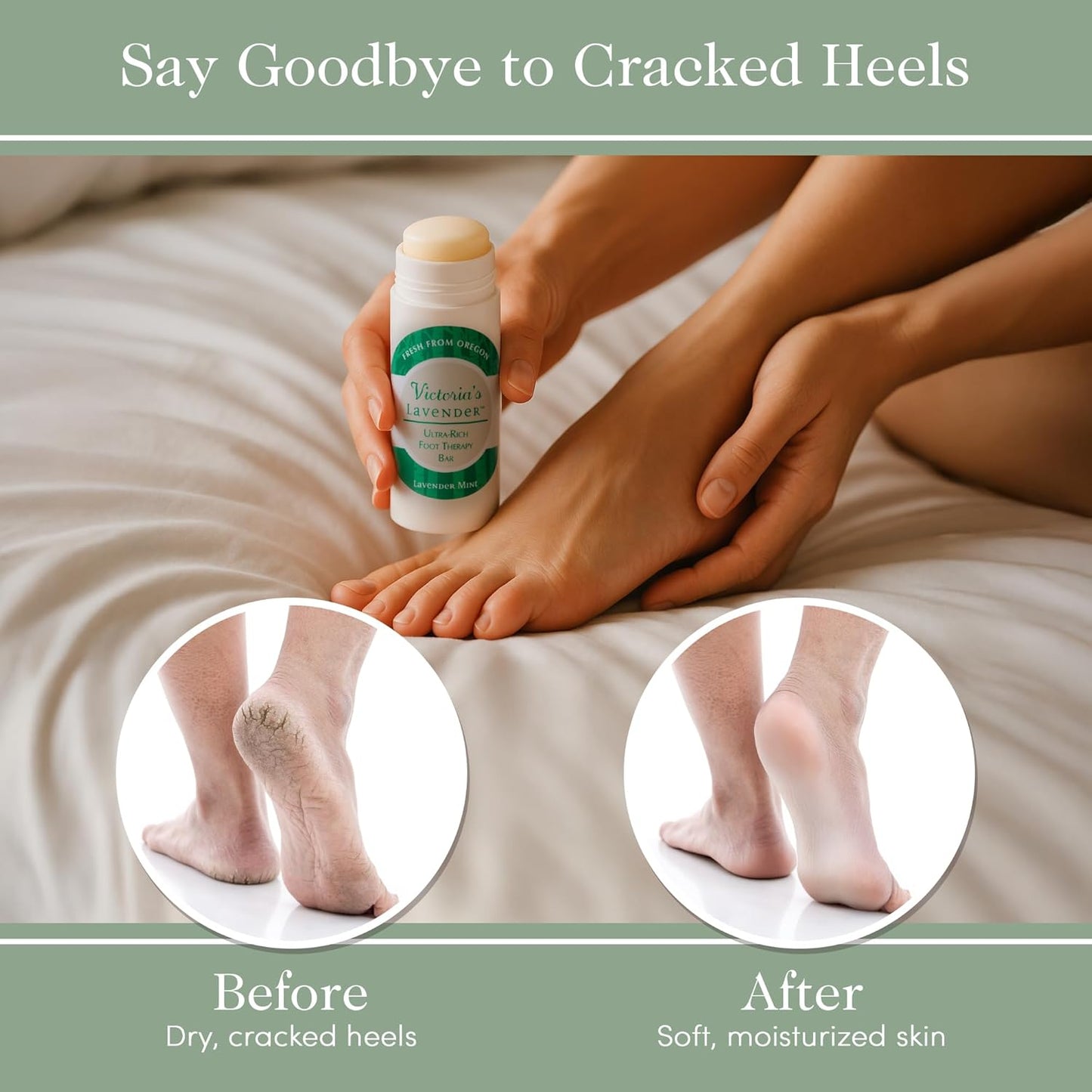 Victoria's Lavender Heel Balm Stick - Ultra-Rich Foot Therapy for Dry, Cracked Feet - Lavender Mint 2.5oz