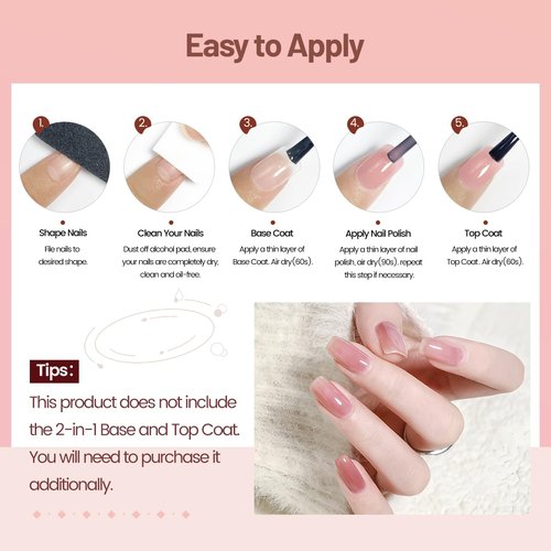 OpenLive Jelly Nail Polish Set - 6 Quick Dry Colors for DIY Nail Art | Nude Pink & Pale Purple