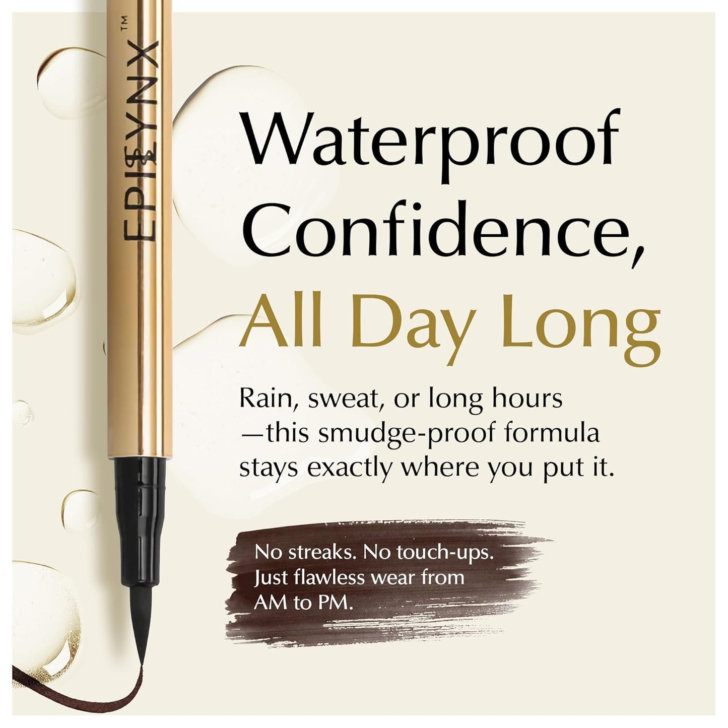 Skiennix Liquid Eyeliner - Hypoallergenic, Long-Lasting Waterproof Formula | Smooth Application, Brown 2mL