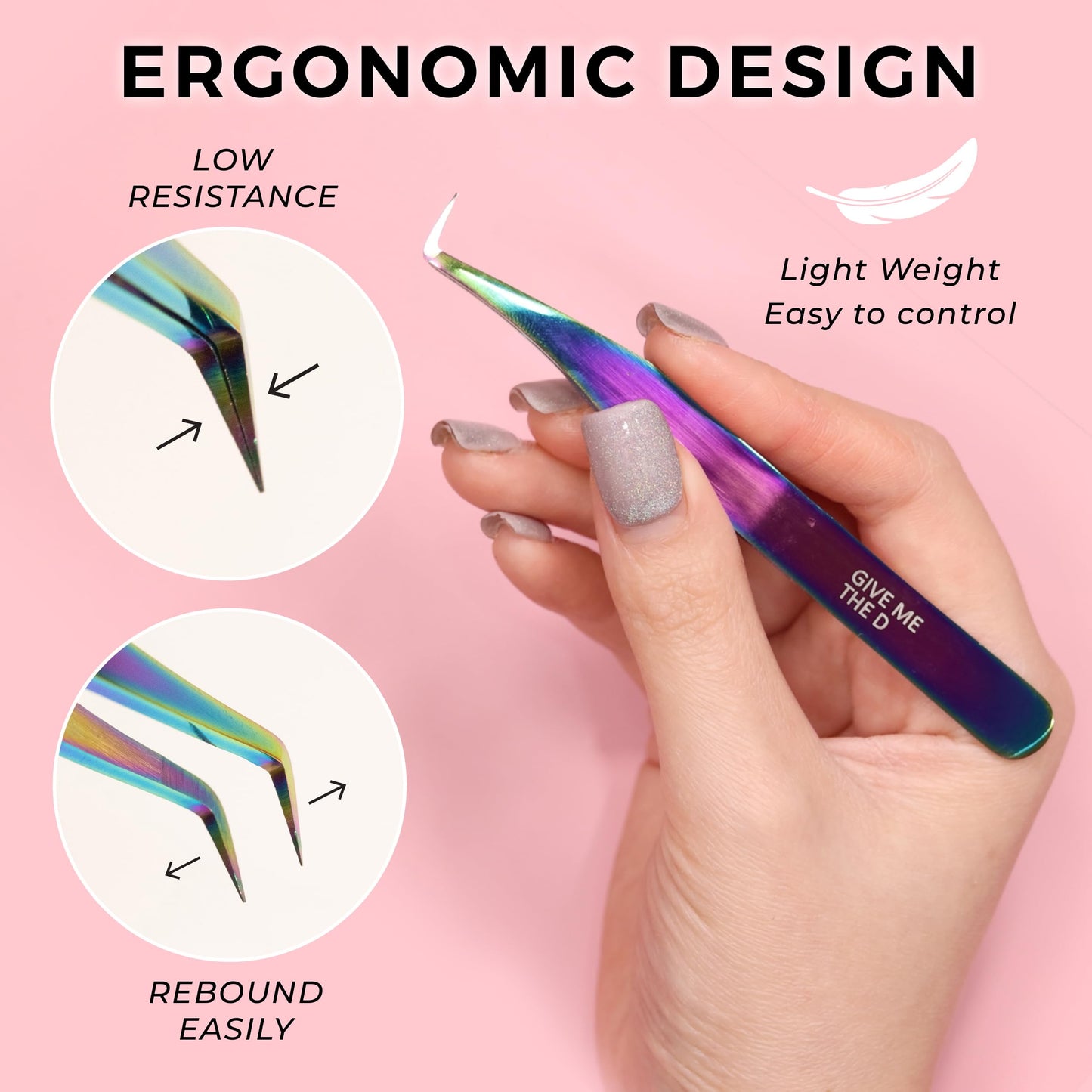 LLBA Lash Tweezer Professional Volume False Lash Application Tool | Multi Shapes & Purposes Tweezers | Non-Slip Grip Tweezers for Volume, Isolation & Classic Lashes (Gold, Move It Classic)