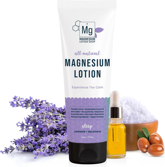 Zechstein Lavender Scented Melatonin Magnesium Lotion - Relaxing Sleep Aid | 250 mg Magnesium & 3 mg Melatonin | 6 oz Bottle
