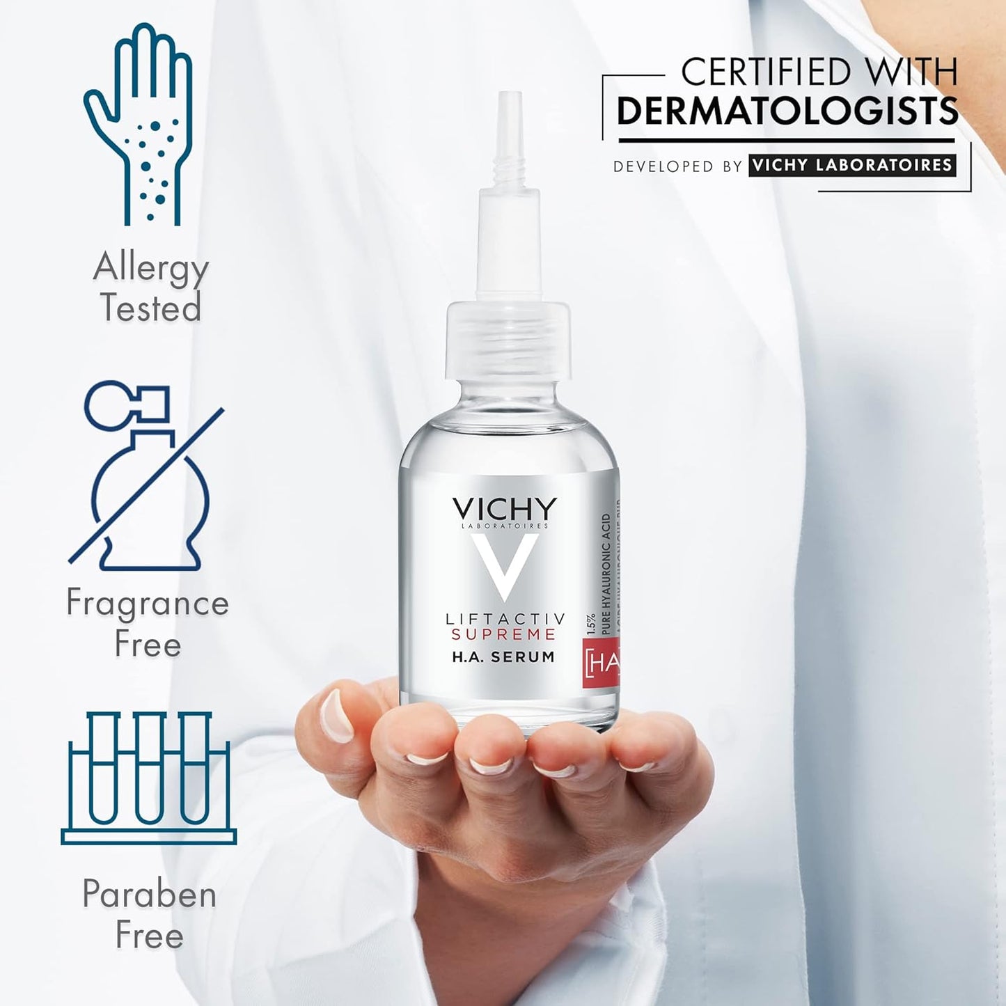 Vichy LiftActiv H.A. Wrinkle Corrector - Hydrating Hyaluronic Acid Serum with Vitamin C | Anti-Aging, Plumping & Firming, 1.5 oz