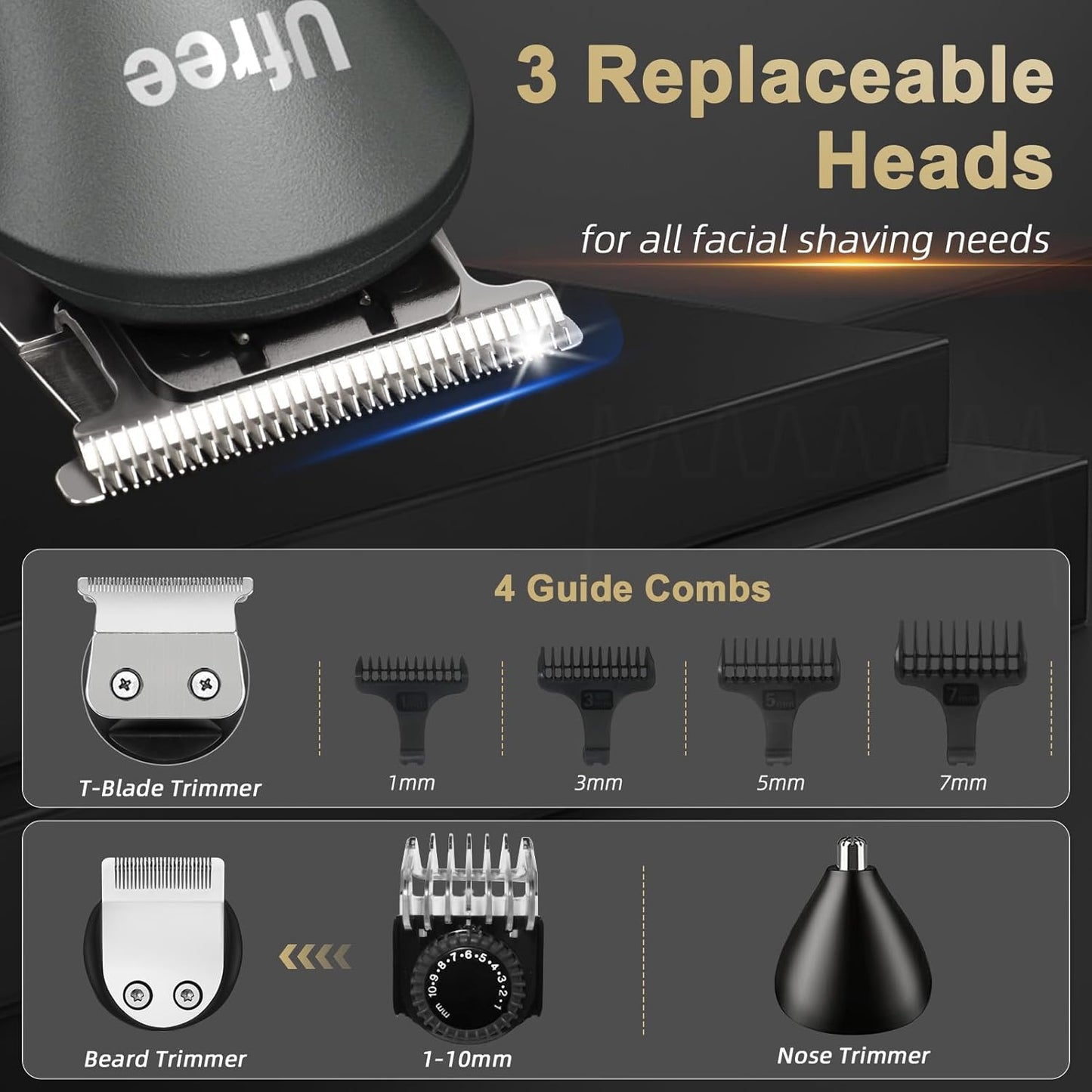 Ufree Beard Trimmer - Professional Cordless Hair Clipper & Grooming Kit for Men | Versatile Nose, Face, Ear, Body Use