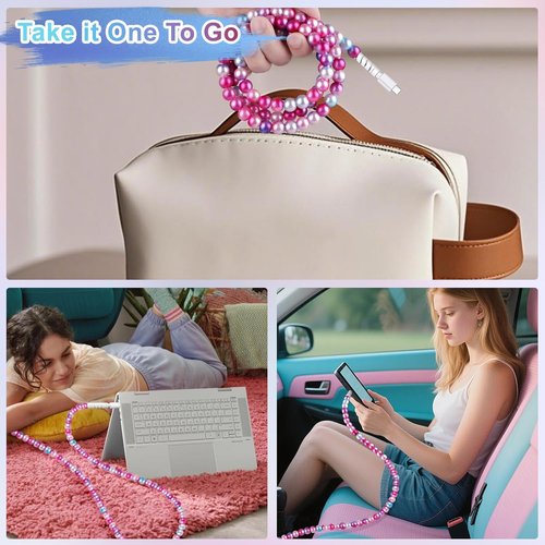 Aolcev USB C Charging Cable - 3.3FT Cute Beaded Design | 66W Fast Charger for iPhone 17/16/15 Pro Max & Galaxy S25