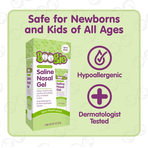 Boogie Saline Nasal Gel, Made with Aloe and Isotonic Saline, Soothes and Hydrates Dry or Irritated Noses