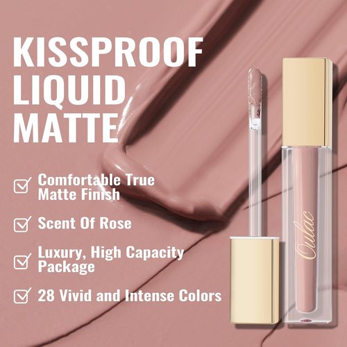 Oulac Matte Liquid Lipstick - Long-Lasting Pink Nude Stain | Waterproof, Creamy Formula with Vitamin E