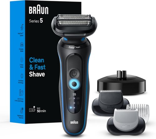 Braun Electric Shaver - Series 5 5150cs Wet & Dry Razor with Turbo Mode & Beard Trimmer | Blue