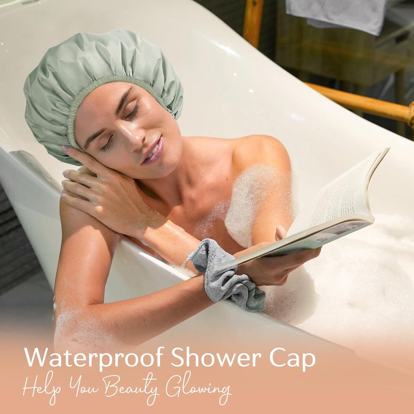 Yanibest Shower Cap - Reusable Waterproof Double Layer Design | Washable Hair Bonnet with Soft Non-Slip Band