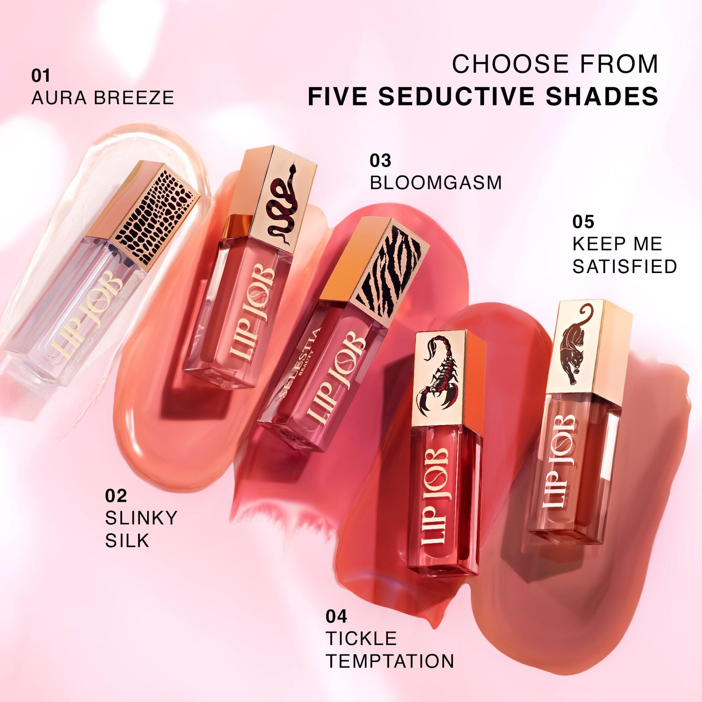 SELESTIA BEAUTY Lip Plumper Gloss Lip Job - Plumping Lip Gloss with Glossy Finish - Lip Pump Gloss with Hydrating & Smoothing Formula - 0.14 Fl Oz (Aura Breeze)