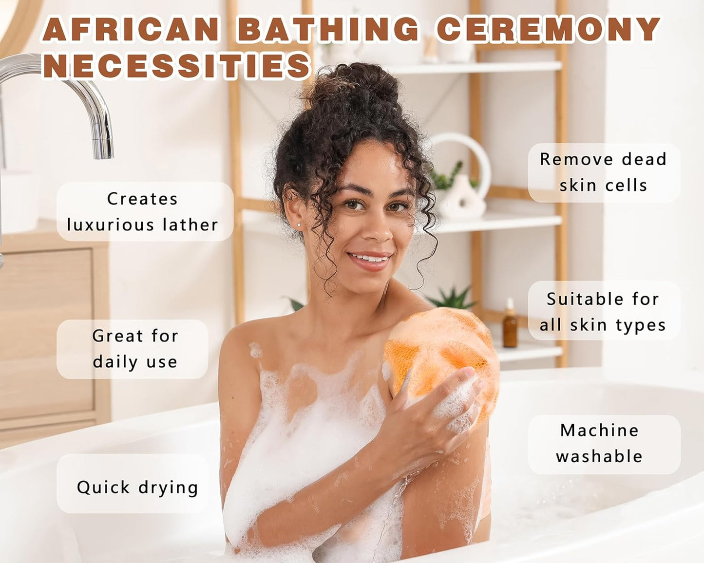 Skiennix African Net Sponge - Exfoliating Body Scrubber for Daily Use | 2 Pack (Yellow & Dark Green)