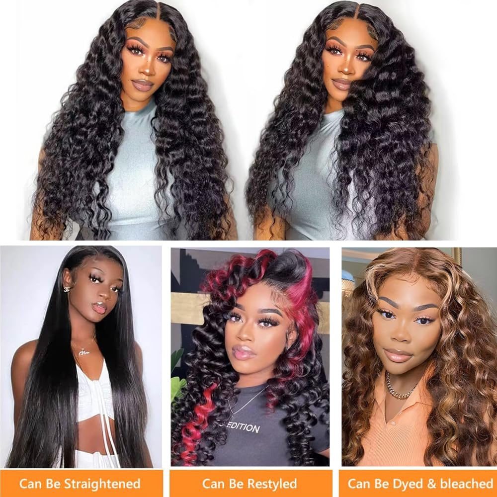 QTHAIR 14A Loose Deep Wave 4 Bundles Peruvian Virgin Hair 24 22 20 18inch Deep Wave Human Hair Bundles 100% Unprocessed Deeep Wave Bundles Natural Black Color Double Weft for Black Women