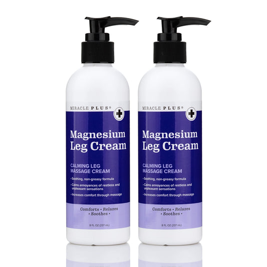 Miracle Plus Magnesium Cream For Leg Relief | Magnesium Lotion Calming Leg Cream Herbal Moisturizer Topical Body Butter Soothes + Calms Sensations, Itching, & Shaking, 2pc