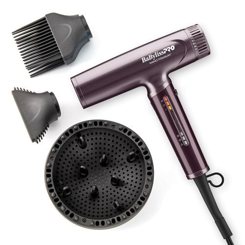 BabylissPRO® Nano Titanium™ Ionic Hair Dryer - Lightweight & Professional - Purple Finish