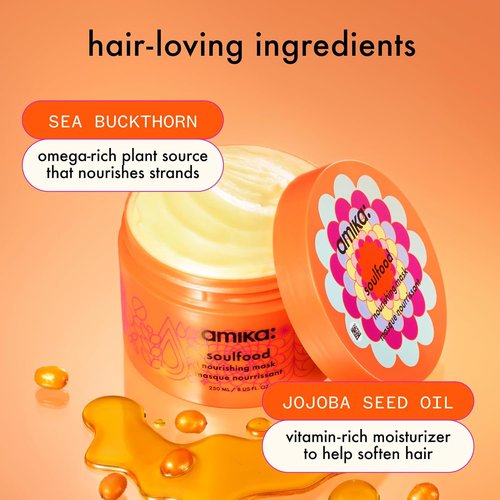 Amika Soulfood Nourishing Mask - Deep Hydration & Repair for All Hair Types | 8.5 oz