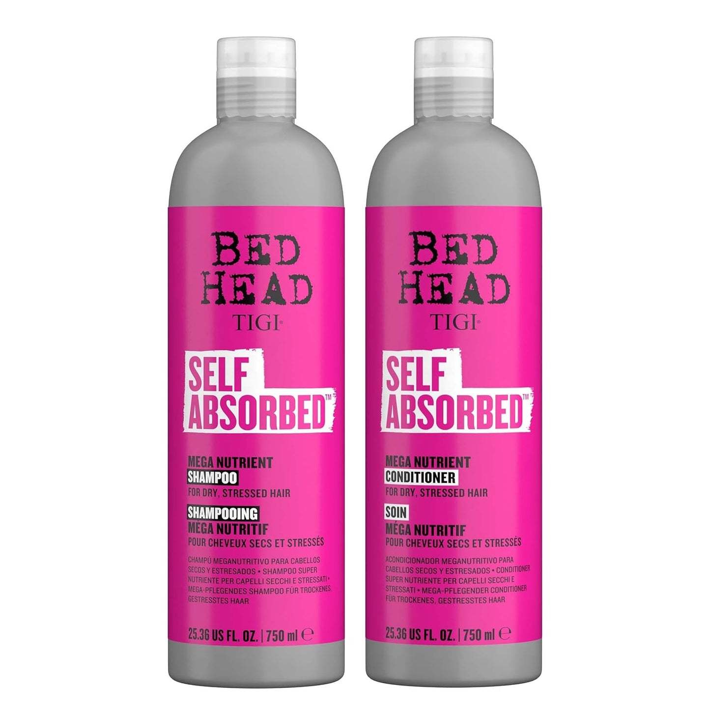 Bed Head by TIGI Self Absorbed Shampoo & Conditioner Set - Nourishing Frizz Control Duo, 25.36 Fl Oz, 2 Pack