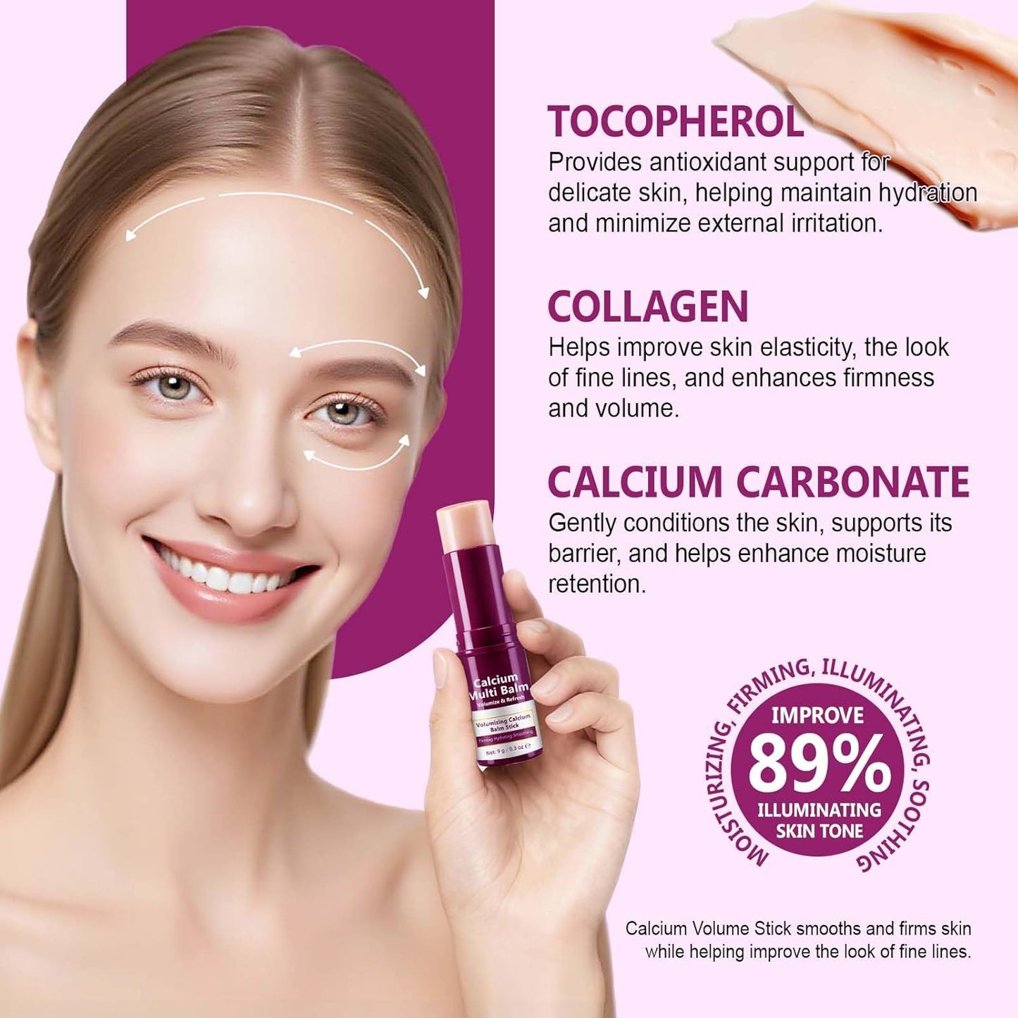 Skiennix Calcium Multi Balm Stick - Anti-Wrinkle Hydrating Cream for Eyes, Face & Neck | 9g