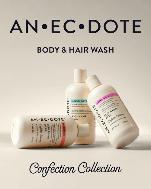 Anecdote Caramel Cloud Body and Hair Wash – Sweet Gourmand Scent with Juicy Pear, Coconut, Vanilla Orchid & Praline – Moisturizing Shower Gel, Hydrating 2-in-1 Cleanser for Daily Use, 16.9 Fl Oz