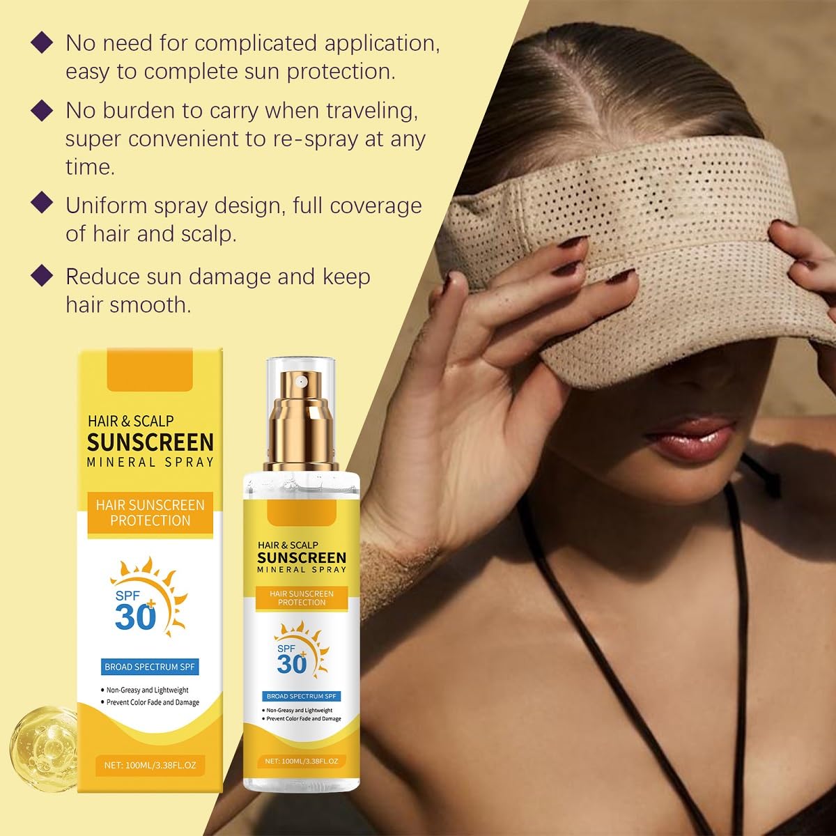 Skiennix Hair & Scalp Sunscreen Spray SPF 30 - Prevents Fading & Sunburn for All Skin Types | 1 Piece