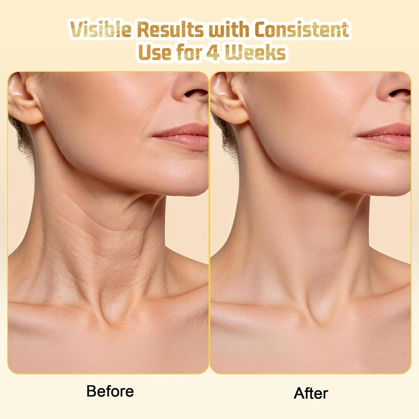 Z:SEA Collagen Cream Neck Mask & 98% Real Gold Serum Set - 2-Step Anti-Aging Treatment for Crepey Skin, Firming & Hydrating, 5Ct