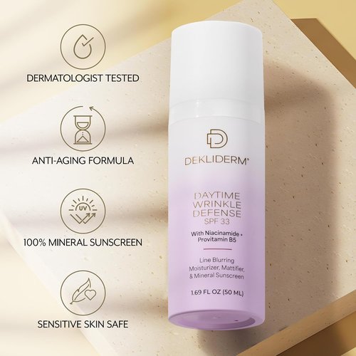 DEKLIDERM Daytime Wrinkle Defense - Anti-Aging Moisturizer & Mineral Sunscreen with SPF 33