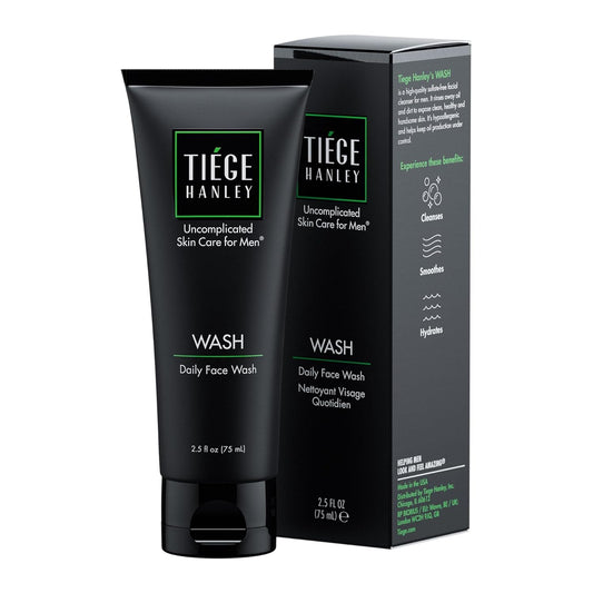 Tiege Hanley Daily Face Wash for Men - Gentle Fragrance-Free Cleanser with Jojoba Oil & Aloe | 2.5 Fl Oz