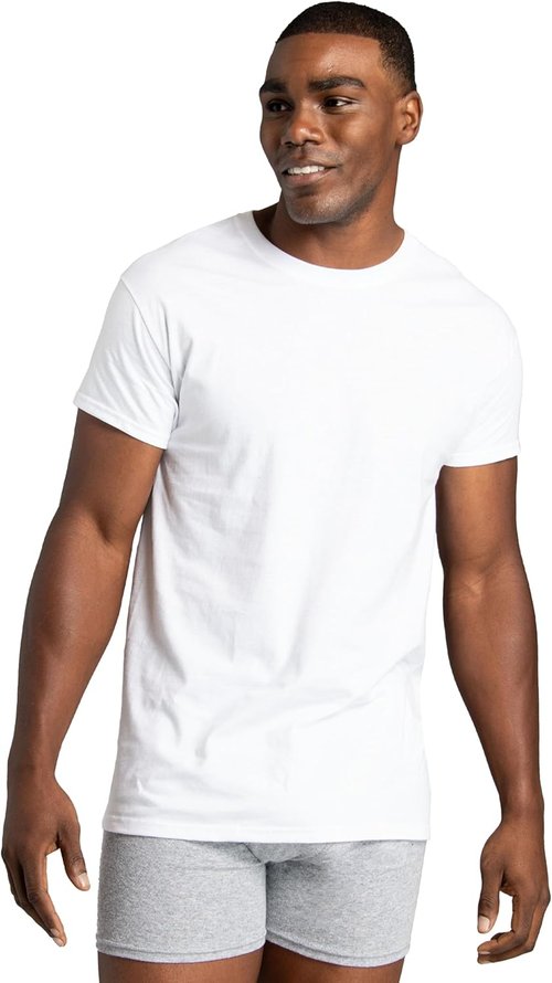 Fruit of The Loom Men's Crew Tee Undershirts - Moisture Wicking & Tag-Free | Big & Tall Sizes Available