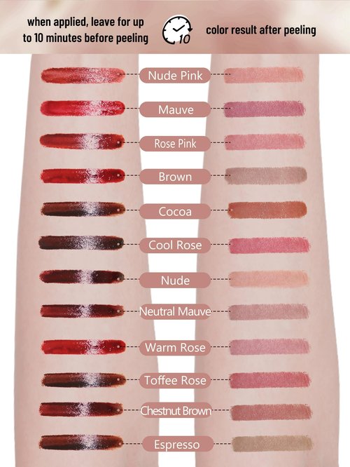QCMME Lip Stain Peel Off Lip Liner Stain with Tweezer, Long Lasting Matte Lip Tint Tattoo, Highly Pigmented Color Lip Makeup, Waterproof Lipstick, Transfer-proof Lipstain for Women, Cool Rose