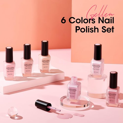 GELLEN Nude Nail Polish, Quick Air Dry Natural Traditional Regular Nail Polish 6 Colors Neutral Set for Acrylic Natural Nails Home Salon All Season, Chip Resistant, Not UV Gel, Hema Free, Non-toxic