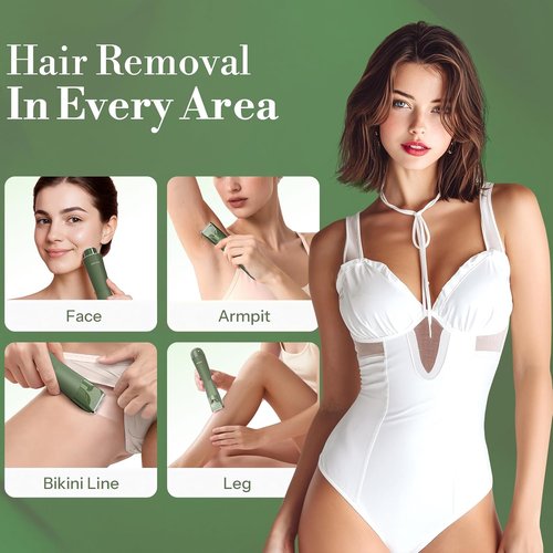 Flyant Bikini Trimmer - 2 in 1 Electric Shaver for Women | Waterproof IPX7 with LED Light - Green