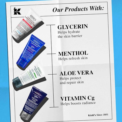 Kiehl's Men's Skincare Gift Set - Complete Grooming Kit with Face Wash, Shaving Cream & Moisturizer | $92 Value