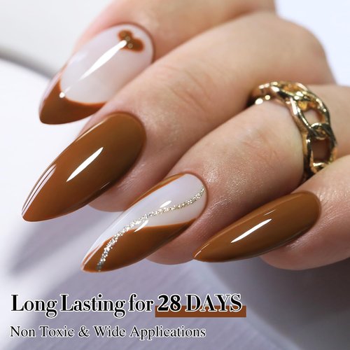 Double Rhythm 15ML Gel Polish Pure Sheer Same Color Same Bottle Soak Off Gel Polish Art Manicure Salon DIY at Home for Women (Brown-A1444)