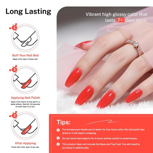OpenLive 16.5ml Neon Red Nail Polish Glossy Shine Finish Large Volume Quick Dry Nail Polish, Long Lasting Shine, Fingernail Toenail Nail Art DIY Home Travel Nail Art Gift