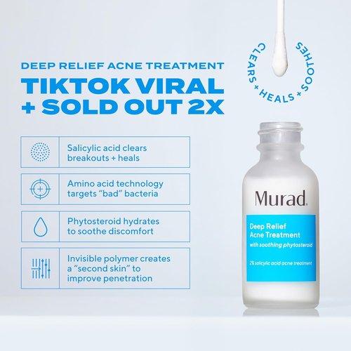 Murad Acne Treatment Combo - Deep Relief Treatment & Clarifying Cleanser with Salicylic Acid | Set of 2