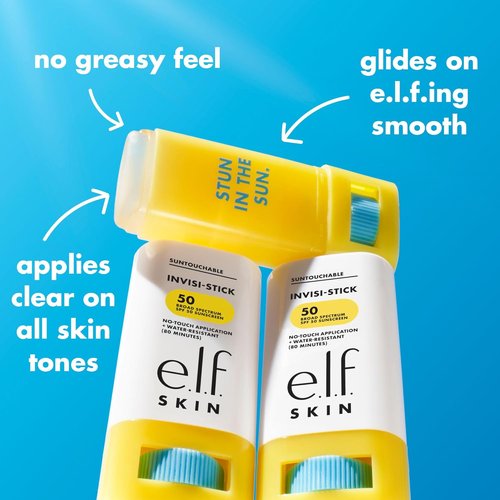 e.l.f. SKIN Suntouchable Invisi-Stick SPF 50 - Clear Sunscreen with Moisturizing Sunflower Seed Oil, Vegan & Cruelty-Free