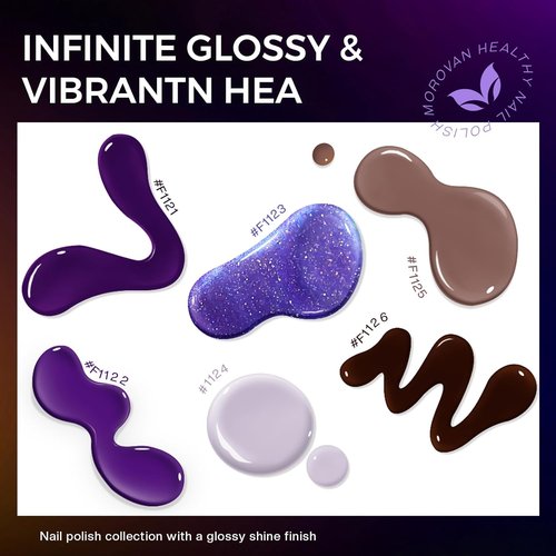 Morovan Purple Nail Polish Set - Quick Dry Brown Nude Glitter & Dark Purple Shimmer | Perfect Gift for Nail Art Lovers