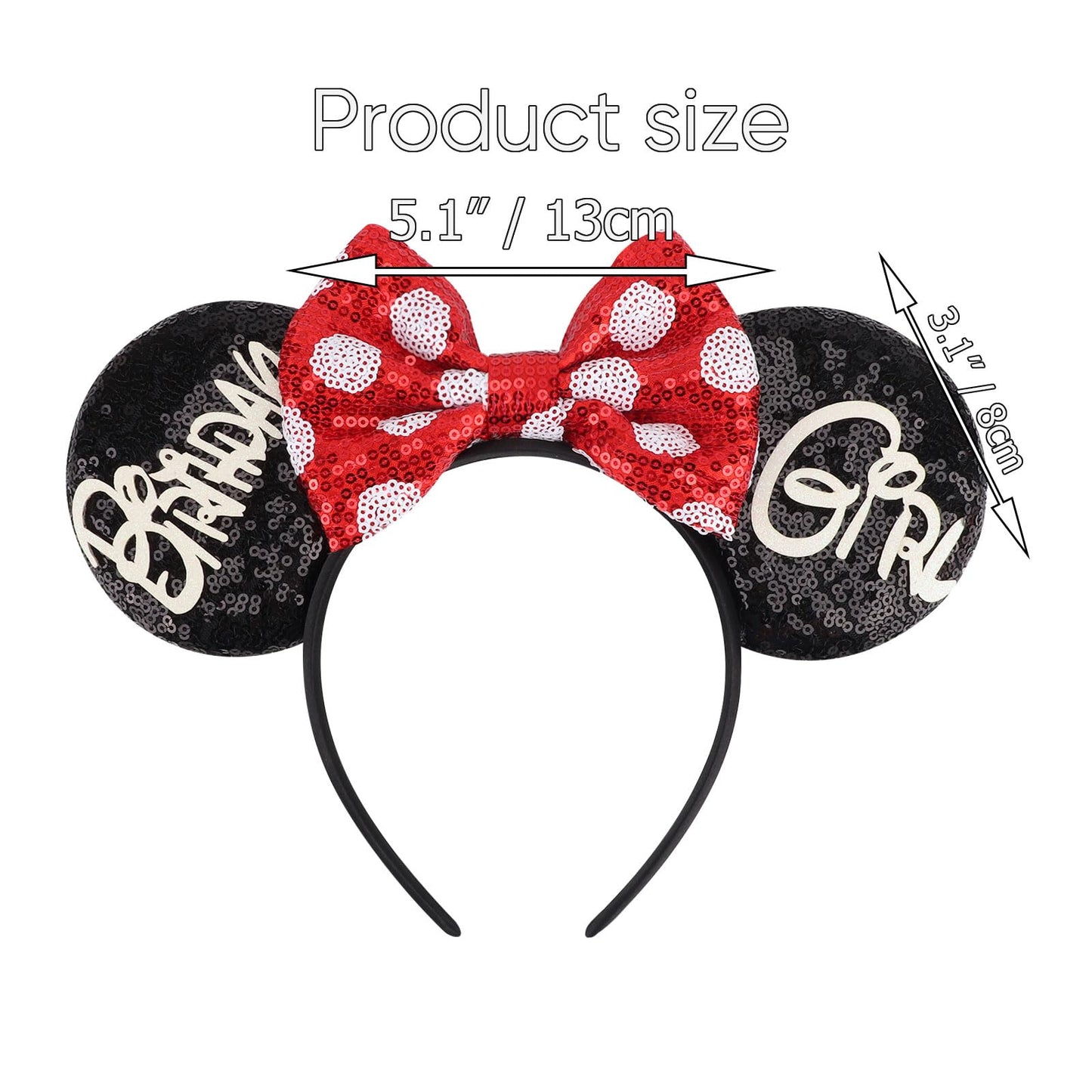 AQOKKA 1 Pcs Mouse Ears Headbands with Bow for Birthday Party, Hair Hoop Party Decoration Cosplay Costume Hair Accessories for Women & Girls