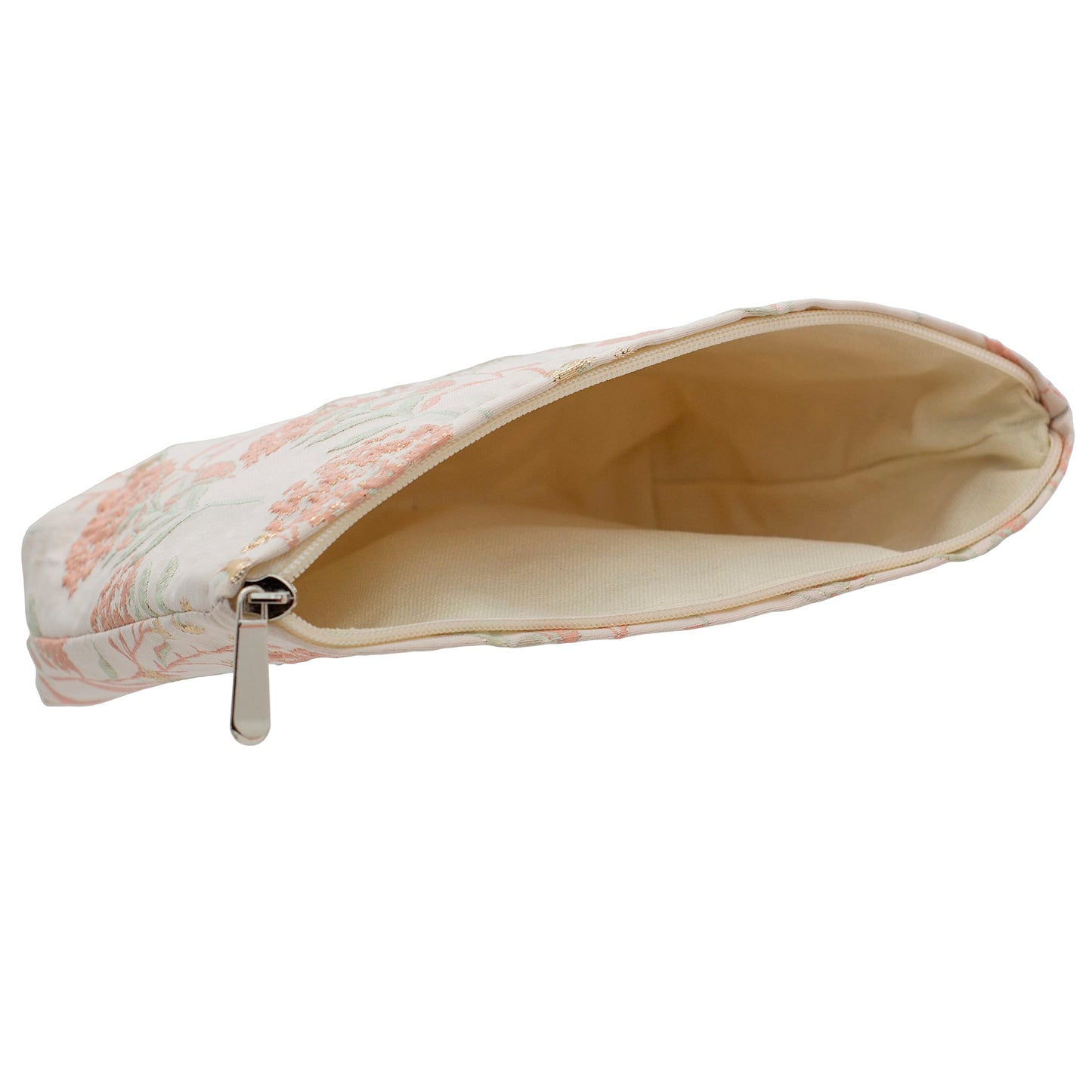 PAZIMIIK Makeup Bags for Purse Zipper Cosmetic Pouch Large Travel Canvas Make Up Organizer Tool Pouch for Women and Girls,Brocade Flower Pink