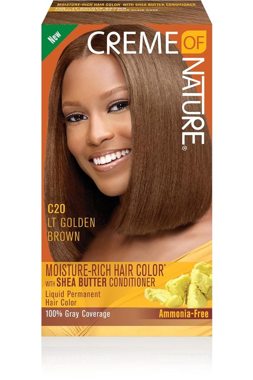 Creme of Nature Moisture Rich Liquid Hair Color - C20 Light Golden Brown with Shea Butter Conditioner | 1 Application