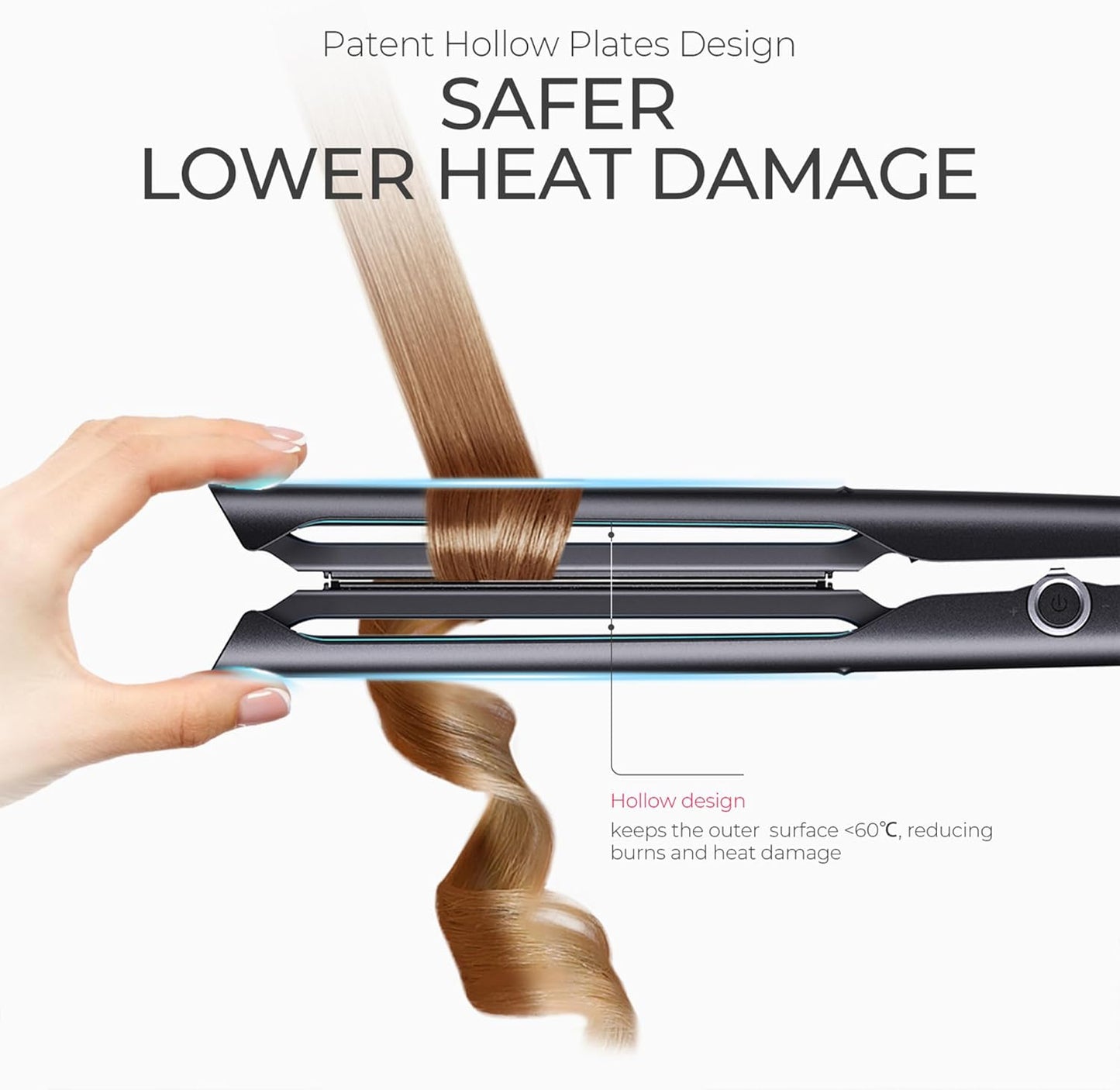 TYMO 2.0 Flat Iron Hair Straightener - 1” Ceramic 2-in-1 Curler for Fast, Smooth Styling, Black