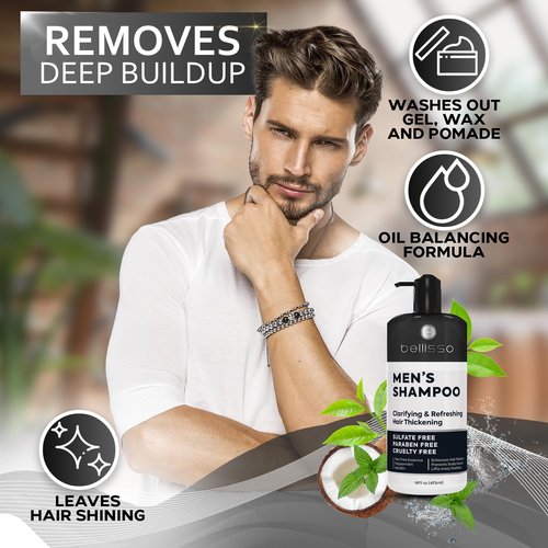 **Skiennix Shampoo for Men - Tea Tree Oil & Peppermint - Sulfate & Paraben Free, Volumizing Formula**