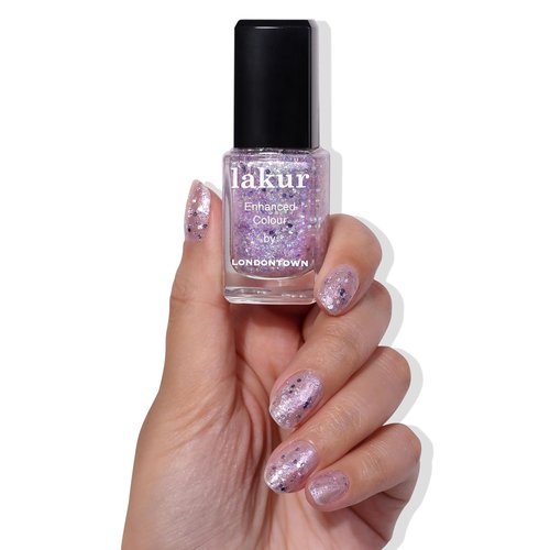 LONDONTOWN Lakur Nail Polish - Chip-Resistant & Non-Toxic Formula | Shimmery Holographic Purple, Grape Fizz, .40 fl oz