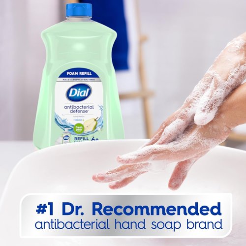 Dial Antibacterial Foaming Hand Soap - Fresh Pear Scent, 52 Fl Oz Refill for Clean Hands