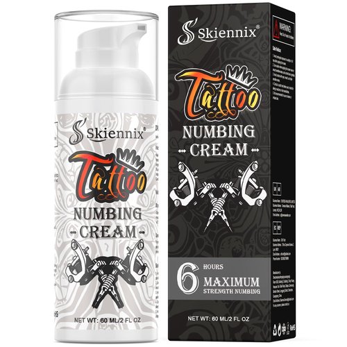 Skiennix 6 Hours Maximum Strength Tattoo Numbing Cream(56ml) - Best Painless Tattoo Numbing Cream for Waxing, Piercing, Microneedling, Permanent Makeup, Numbing Cream for Tattoos Extra Strength