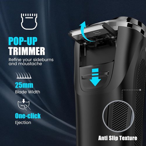 Brightup Electric Razor - Wet & Dry Shaver for Men with 4D Flex Blades, USB Charging & Travel Case