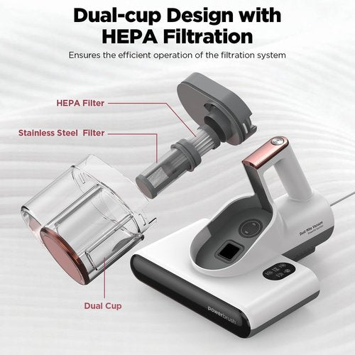 DEVINC Mattress Vacuum Cleaner - 16Kpa 650W Handheld Bed Cleaner with UV-C Light & HEPA Filter | Beige