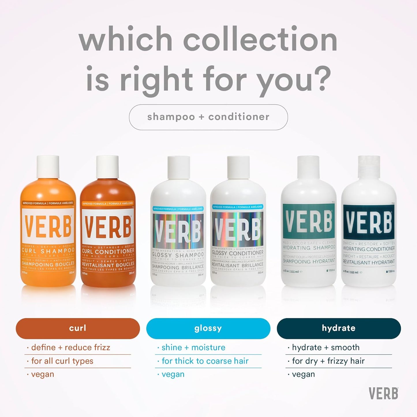 VERB Curl Shampoo - Nourishing Curl Cleanser for All Curl Types - Vegan & Sulfate-Free Formula