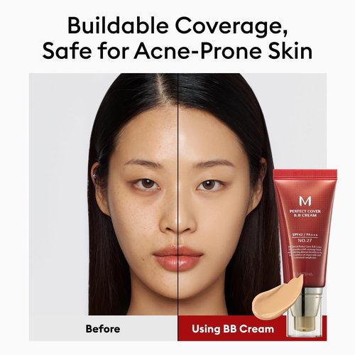 MISSHA M Perfect Cover BB Cream No.27 - Honey Beige Tinted Moisturizer with SPF 42 | 1.69 Fl Oz